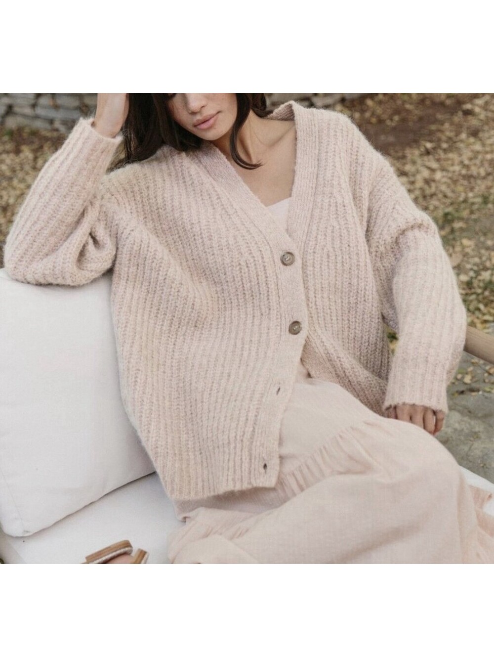Jenni Kayne Cocoon Cardigan Alpaca Wool Blend Sweater Taupe Size Size XS